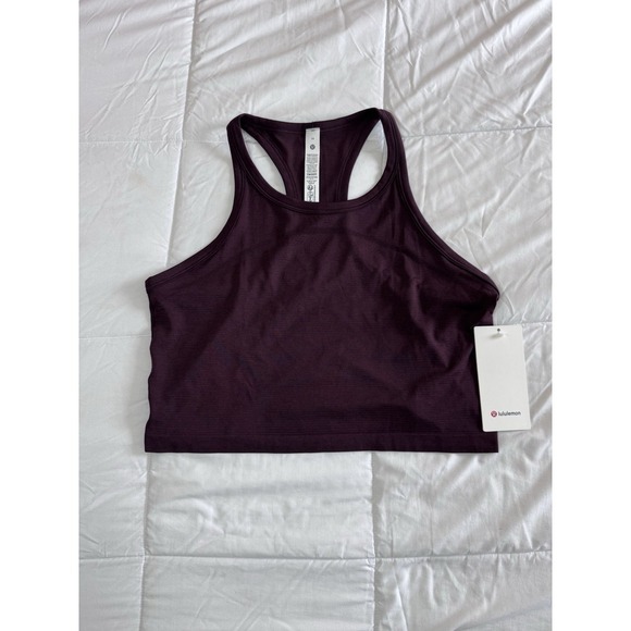 New Lululemon Swiftly Tech Cropped Racerback Tank 2.0 Size 14 Goodnight Plum NWT - Picture 1 of 10